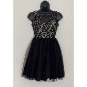 90s Vtg Blondie Nights Dress Embellished Lace Black Mini Tutu Balletcore, 1